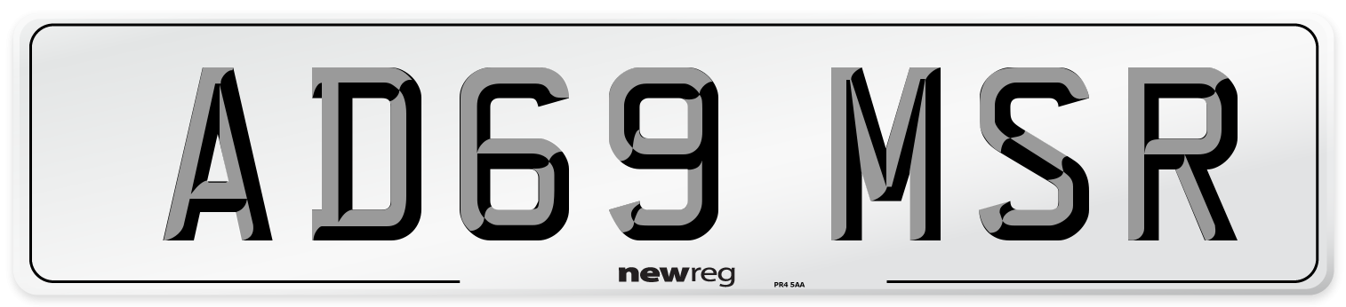AD69 MSR Number Plate from New Reg